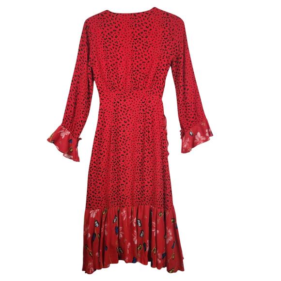 Dark Pink London ASOS Red Butterfly Print Women’s Dress Ruffled US SZ 6 EUC - Picture 2 of 16